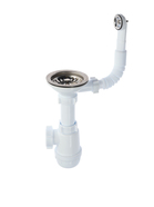 Сифон для мойки «АНИ Пласт» Грот A0142S, 3 1/2"х40 мм, нерж решетка d=115 мм, круглый перелив - Фото 1