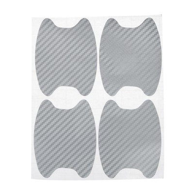 Защитная пленка под ручки дверей, 3D карбон, 5×6.8 см, хром, набор 4 шт.