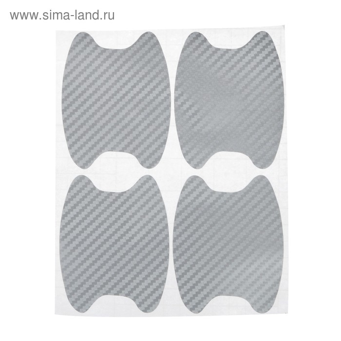 Защитная пленка под ручки дверей, 3D карбон, 5×6.8 см, хром, набор 4 шт. - Фото 1