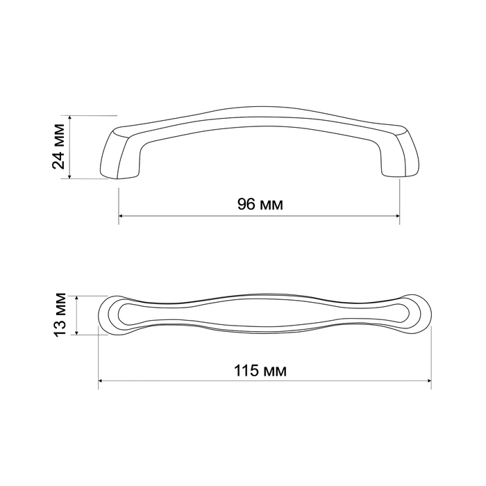 Ручка мебельная ТУНДРА РС193CP, м/о 96 мм, цвет хром - фото 18526949
