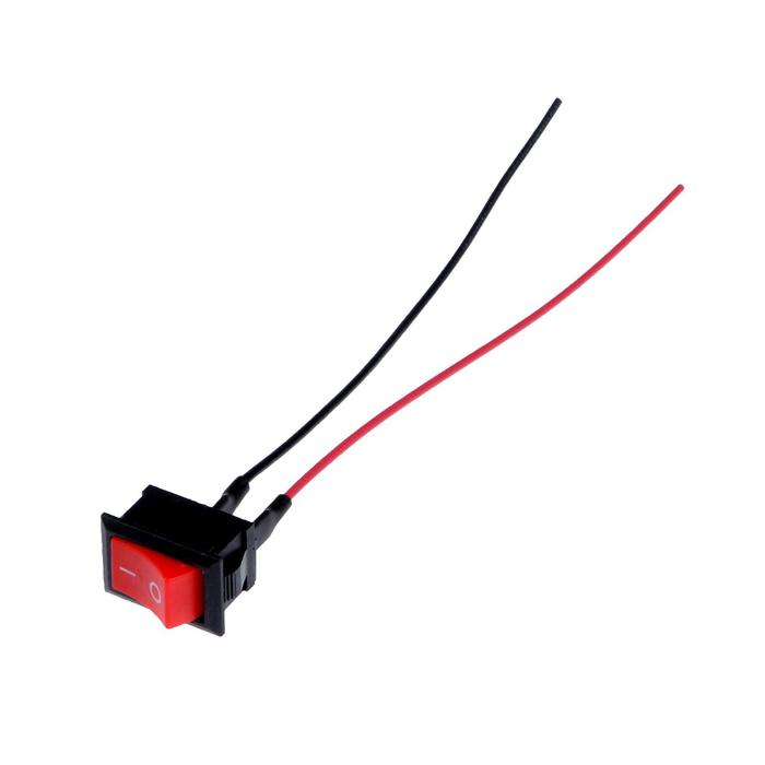 Выключатель клавишный, провод 10 см, красный, набор 10 шт. - Фото 1