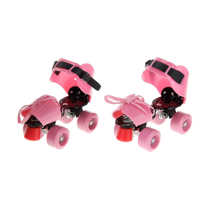 Ролики для обуви раздвижные, размер 19-25 см, колеса РVC d = 50 мм, цвет розовый - Фото 1