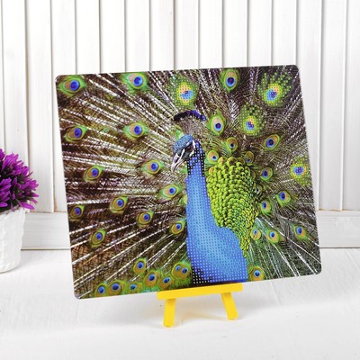 Алмазная вышивка «Павлин», с подставкой, с частичным заполнением