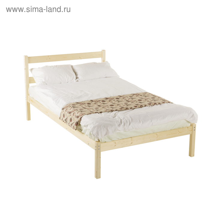 Одноярусная кровать, 1200×2000 мм, массив сосны, без покрытия - Фото 1