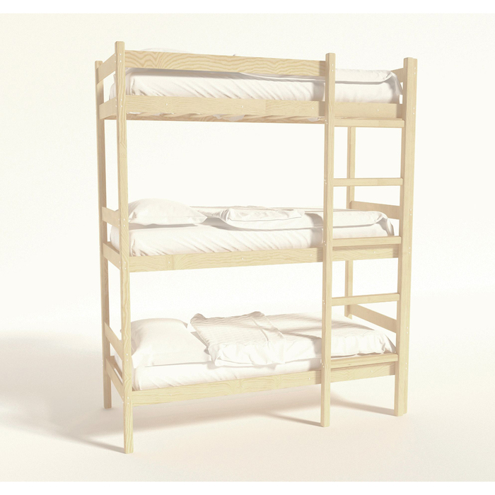 Трёхъярусная кровать, 900×2000, массив сосны, без покрытия