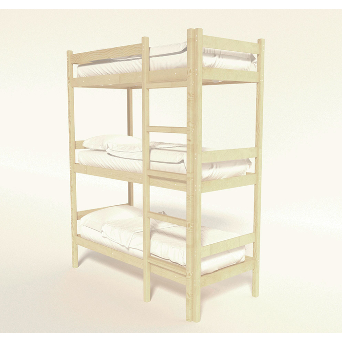 Трёхъярусная кровать, 900×2000, массив сосны, без покрытия - фото 1908483290