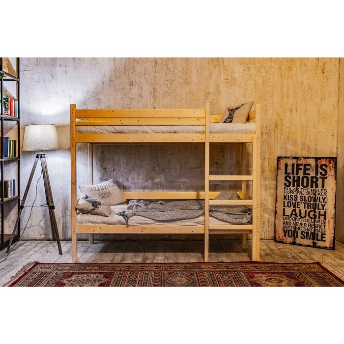 Детская двухъярусная кровать «Дональд», 80×200 см, массив сосны, без покрытия - фото 1908483310