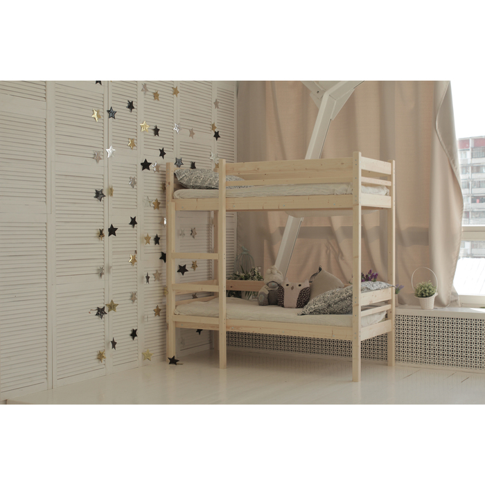 Детская двухъярусная кровать «Дональд», 90×200 см, массив сосны, без покрытия - фото 1908483312