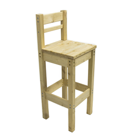 Барный стул с высокой спинкой, 400x400x1150 мм, массив сосны, без покрытия