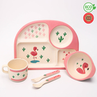 Набор бамбуковой посуды «Фламинго», тарелка, миска, кружка, приборы, 5 предметов - фото 8857634