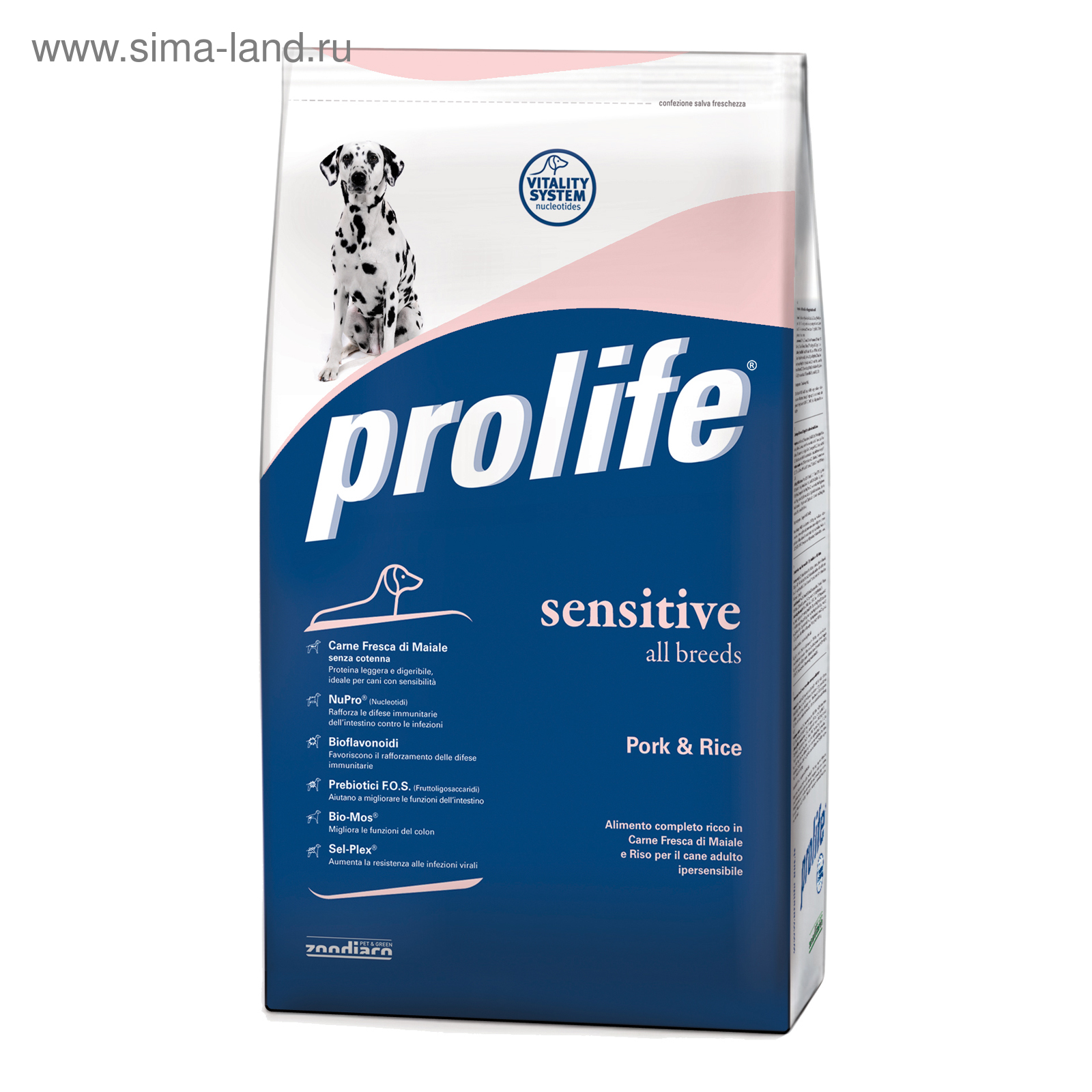 Сухой корм ProLife Sensetive для собак, свинина/рис, 12 кг (4563848 ...