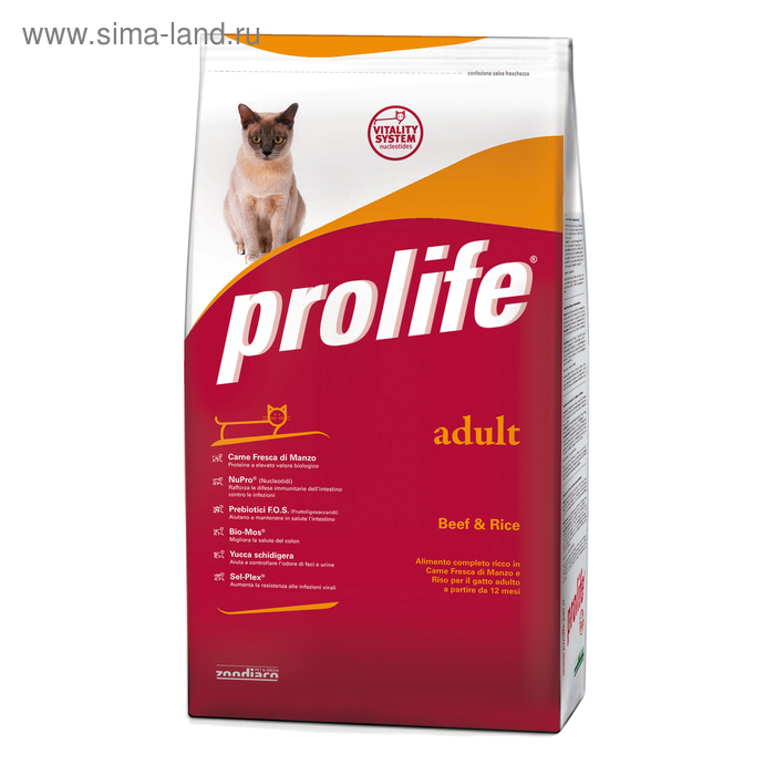 Сухой корм ProLife для кошек, говядина/рис, 400 г - Фото 1