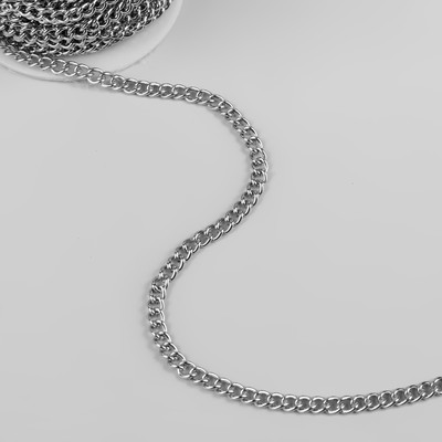 Цепочка для сумки, железная, 4.35×5.8 мм, 10±0.5 м, цвет серебряный