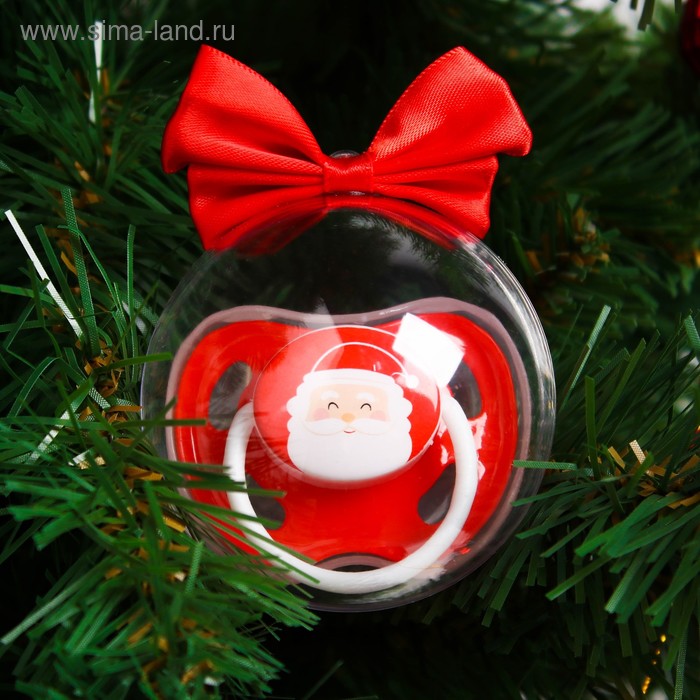 Пустышка силиконовая ортодонтическая "Дед Мороз", 0-6 мес., в шаре - Фото 1
