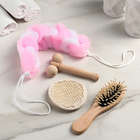 Набор банный, 4 предмета: мочалка 2 шт, расчёска, массажёр - Фото 5