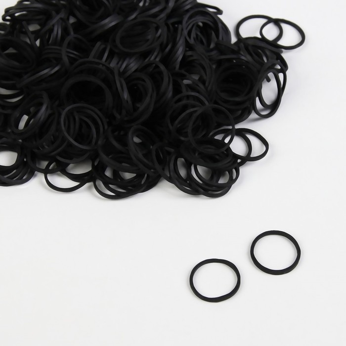 Силиконовые резинки для волос, набор, d = 1,5 см, 50 гр, цвет чёрный - фото 1908483486