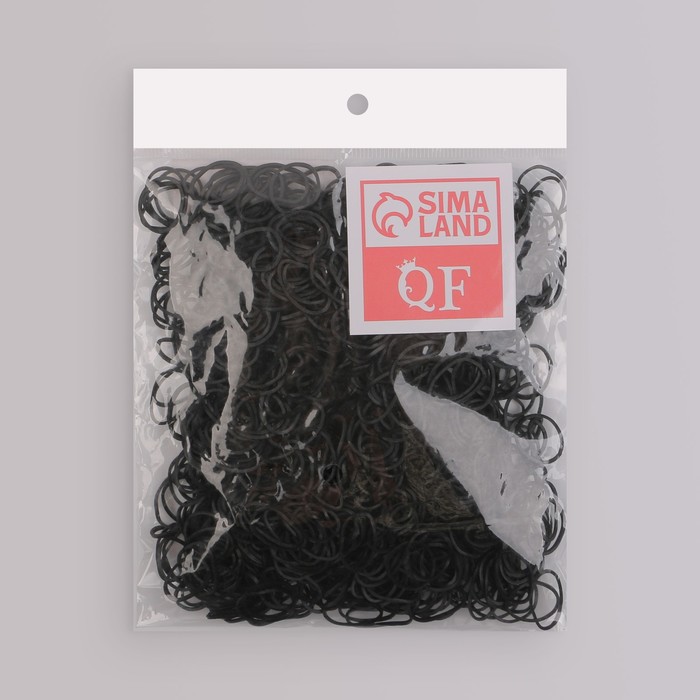 Силиконовые резинки для волос, набор, d = 1,5 см, 50 гр, цвет чёрный - фото 1892333354