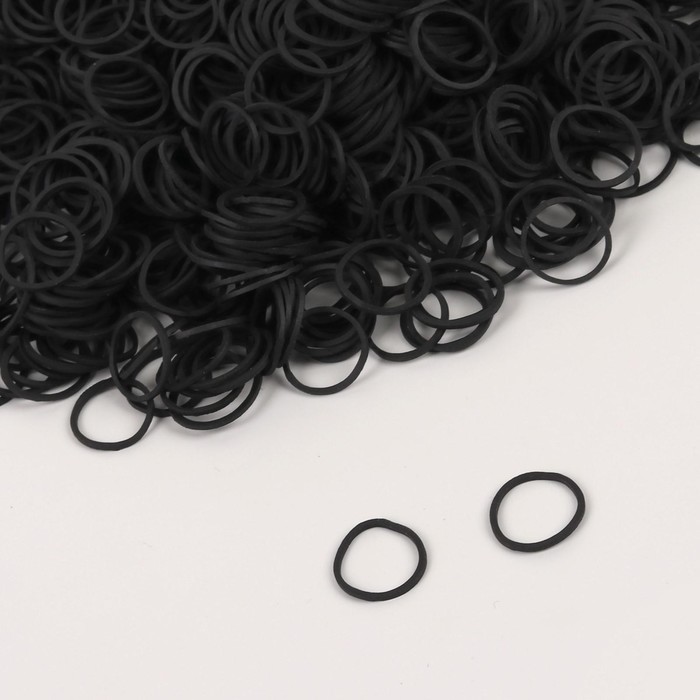 Силиконовые резинки для волос, набор, d = 1,5 см, 100 гр, цвет чёрный - фото 1908483490