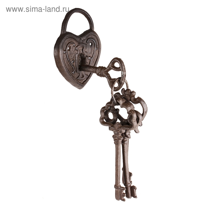 Сувенир "Ключ в замке сердечком" 13х10х10 см - Фото 1