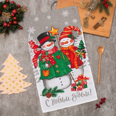 Полотенце "Доляна" Снеговики 35х60см,100% хл 160 г/м2