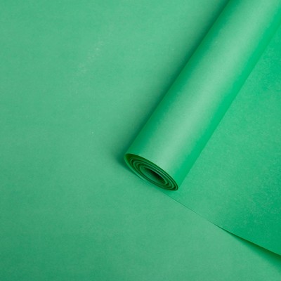 Бумага для декора и флористики, крафт, двусторонняя, салатовая, зеленая, однотонная, рулон 1шт., 0,5 х 10 м