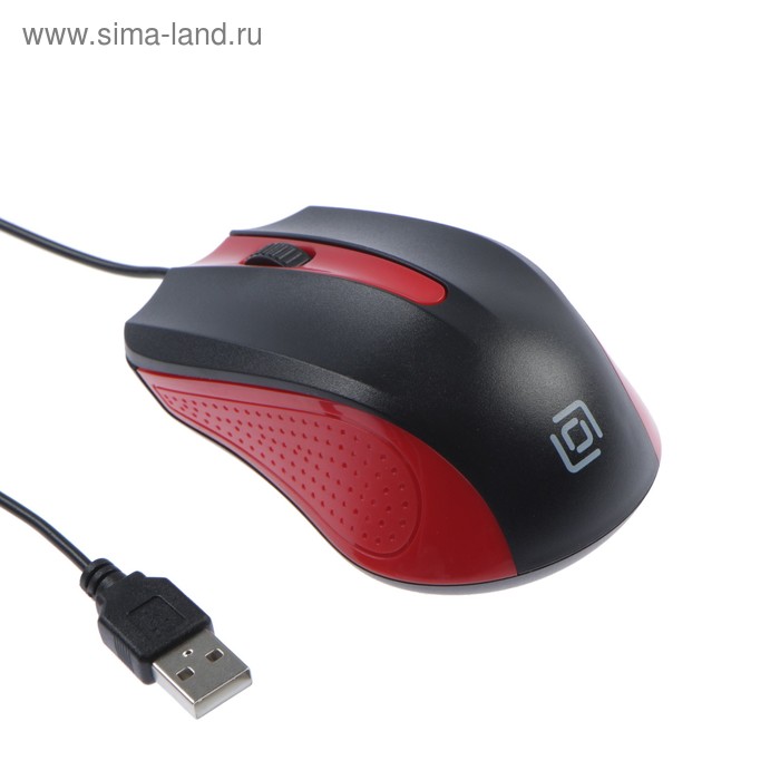 Мышь Oklick 225M, проводная, оптическая, 1200 dpi, USB, черно-красная - Фото 1