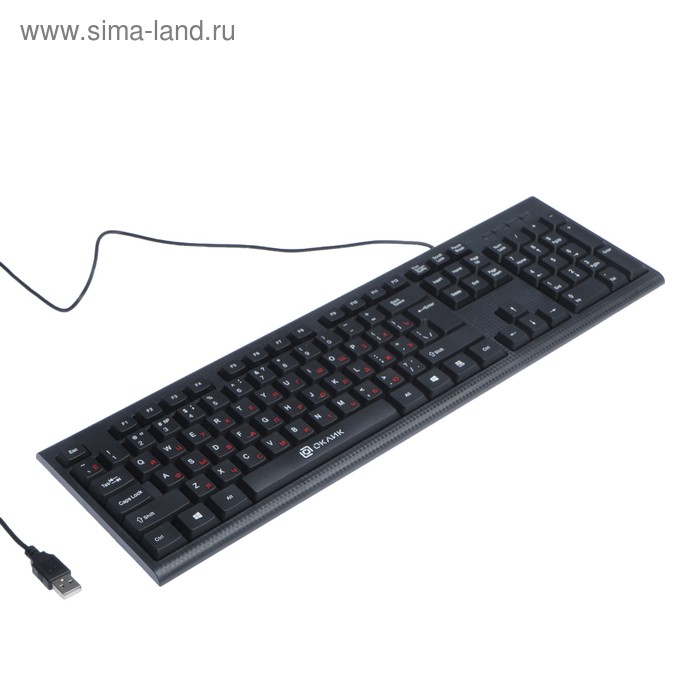 Клавиатура Oklick 120M, проводная, мембранная, 104 клавиши, USB, чёрная - Фото 1