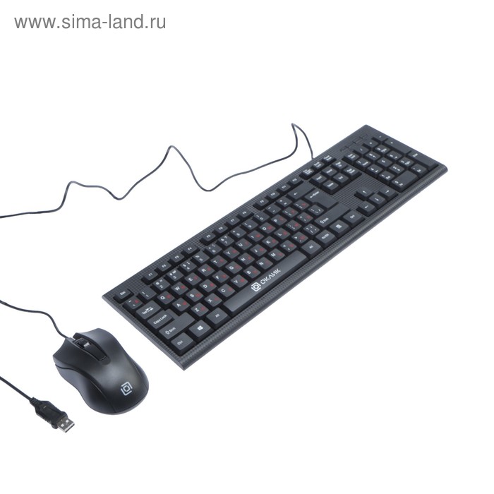 Комплект клавиатура и мышь Oklick 620M, проводной, мембранный, 1200 dpi, USB, черный - Фото 1