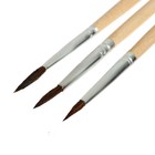 Набор кистей белка круглые 3 штуки (№1,2,3) с деревянными ручками на блистере - Фото 3