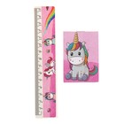 Набор настольный детский «Единорог» (подставка+2 карандаша+линейка+точилка+ластик+блокнот 8 листов) - Фото 4