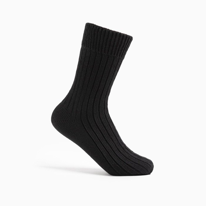 Носки мужские шерстяные цвет чёрный рубчик, размер 29 - Фото 1
