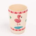 Набор детской бамбуковой посуды «Розовый фламинго», тарелка, миска, стакан, приборы, 5 предметов - фото 24563879