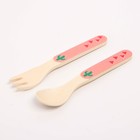 Набор детской бамбуковой посуды «Розовый фламинго», тарелка, миска, стакан, приборы, 5 предметов - фото 24563880