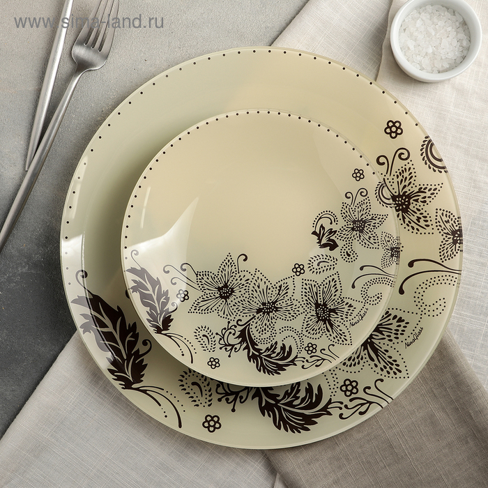 Сервиз столовый «Бисерное кружево», 7 предметов: 6 тарелок d=20 см, 1 тарелка d=30 см - Фото 1