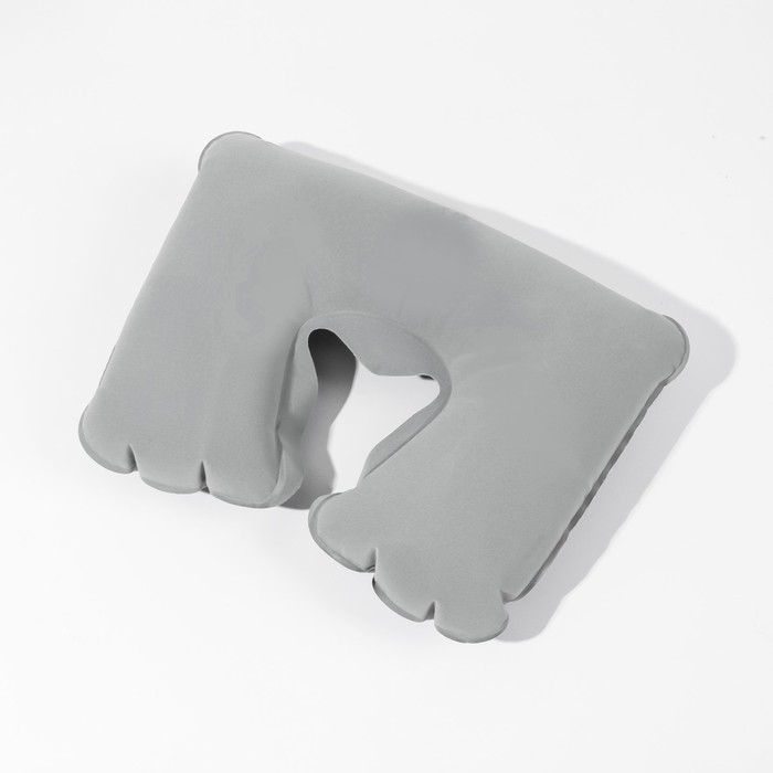Подушка для шеи дорожная, надувная, 38 × 25 см, в коробке, цвет серый - Фото 1