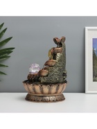 Фонтан настольный с подсветкой «Будда у скалы с чашами», от сети, 26×20×20 см, МИКС 4444854