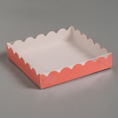 Коробочка для печенья с PVC крышкой, красная, 15 х 15 х 3 см