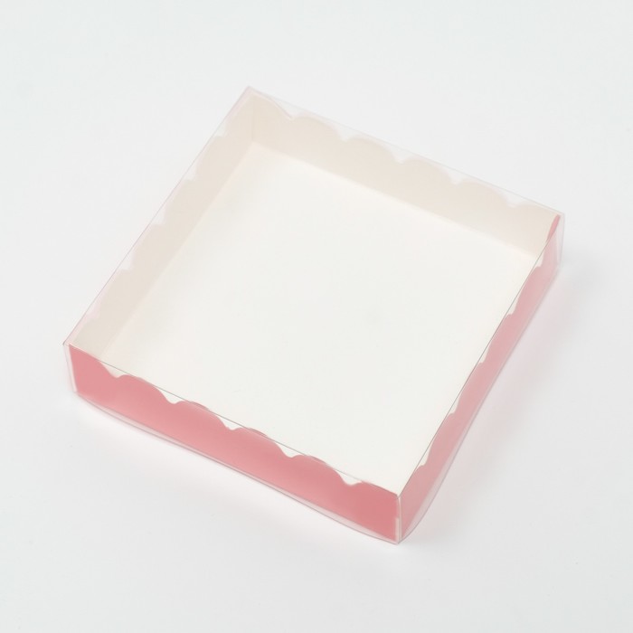Коробочка для печенья с PVC крышкой, розовая, 12 х 12 х 3 см - Фото 1