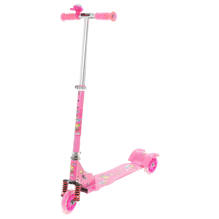 Самокат детский SCOOTER, амортизатор, цвет розовый - Фото 1