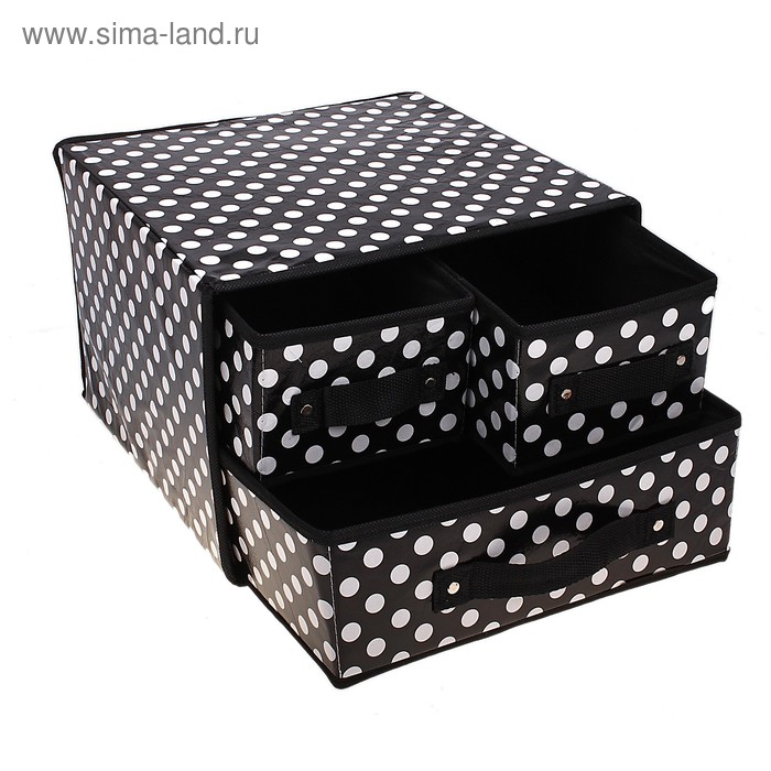 Короб «Горошек», 3 выдвижных ящика, 30×30×23 см - Фото 1