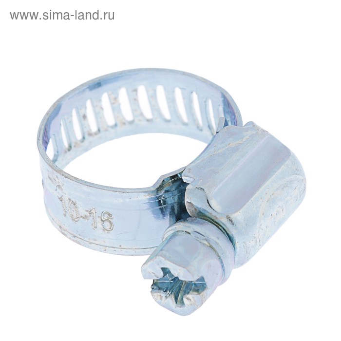 Хомут червячный TORK, сквозная просечка, диаметр 10 - 16 мм, ширина 8.5 мм, оцинкованный - Фото 1
