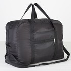 Сумка дорожная, складная в косметичку, отдел на молнии, наружный карман, длинный ремень, цвет чёрный - фото 25403615