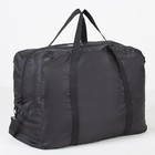 Сумка дорожная, складная в косметичку, отдел на молнии, наружный карман, длинный ремень, цвет чёрный - фото 25403616