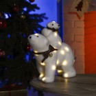 Светодиодная фигура «Медведица и медвежонок» 27 × 26 × 12 см, флок, батарейки ААх2 (не в комплекте), свечение тёплое белое - Фото 1