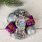 Подсвечник на одну свечу «Мишура волна» шишки, шарик, подарки, 7.5×3.5 см, d=2 см - Фото 2