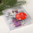 Подсвечник на одну свечу «Мишура волна» шишки, шарик, подарки, 7.5×3.5 см, d=2 см - Фото 3