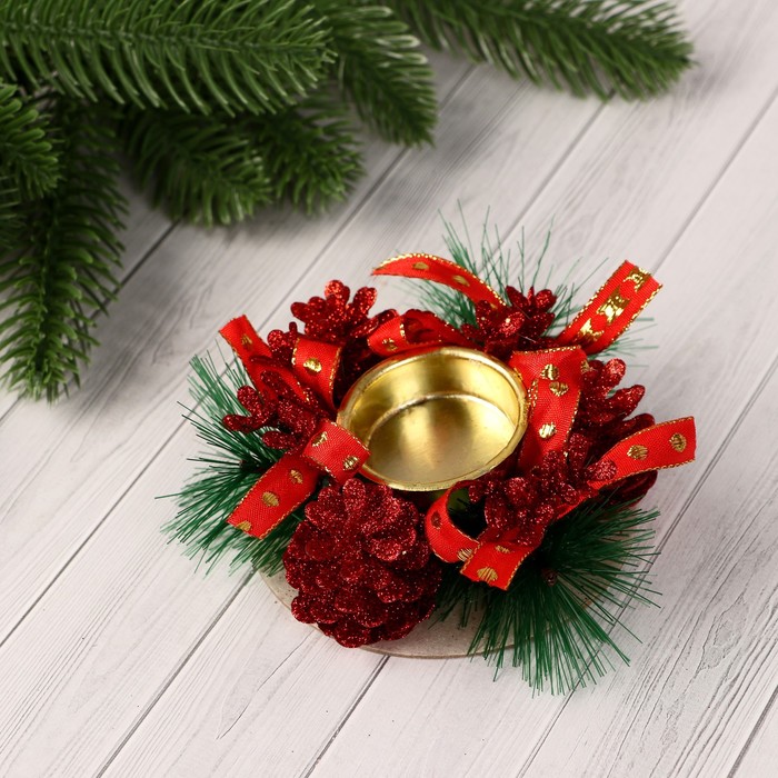 Подсвечник на одну свечу «Красный» 10×4 см, d=4 см - Фото 1