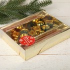 Свеча новогодняя с подсвечником «Шары и подарки», набор 4 шт., 4×13.5×17 см, золотистая - Фото 2