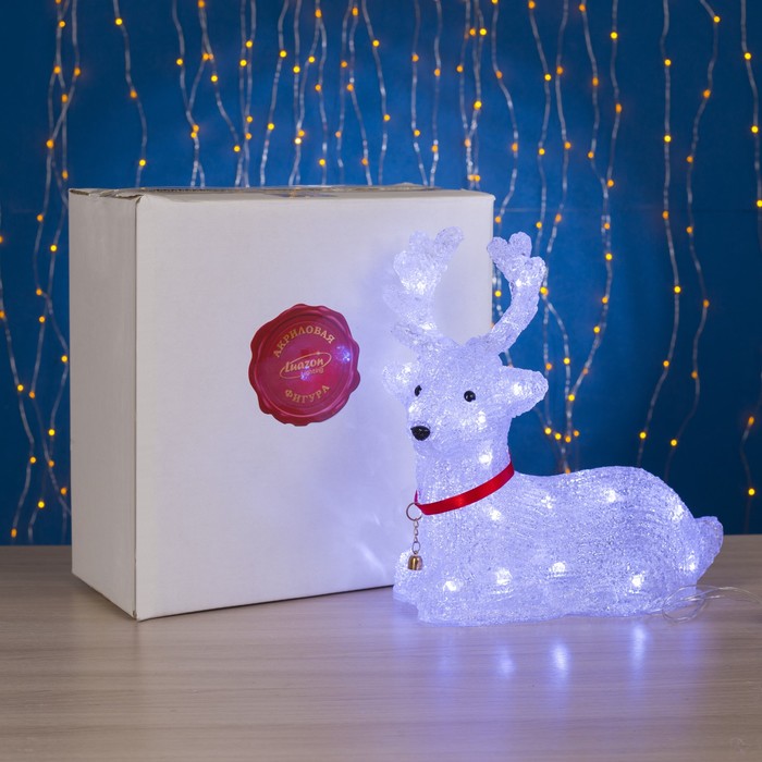 Светодиодная фигура «Оленёнок» 26 × 30 × 13 см, акрил, 30 LED, 220 В, свечение белое - фото 1884951445