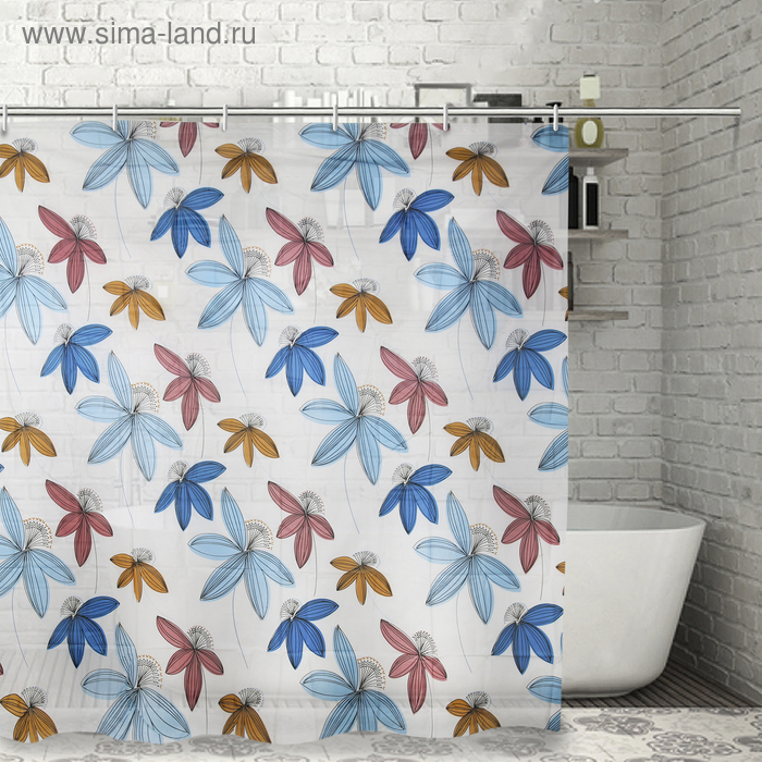Штора для ванны Доляна «Цветы», 180×180 см, EVA - Фото 1